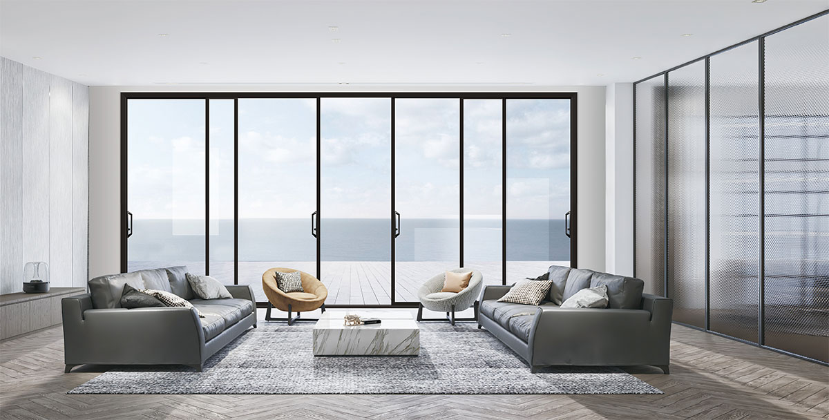 系統門窗裝修效果圖-極窄推拉門